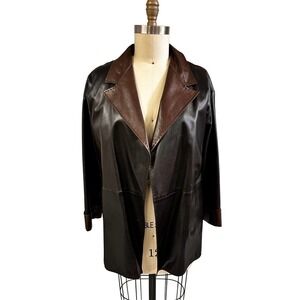 VTG Dusan Brown to Black Leather Jacket Reversible Sz S Made in Italy